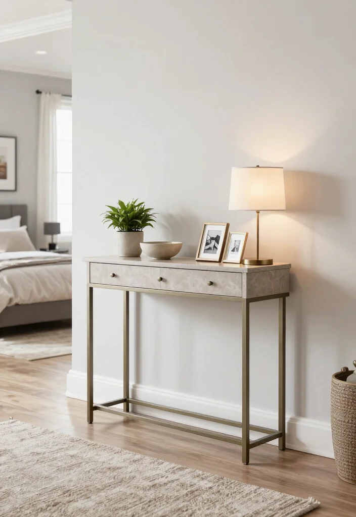 10 Bedroom Entryway Ideas for Open Layout Homes 1. Use a Console Table for Functionality and Style 0