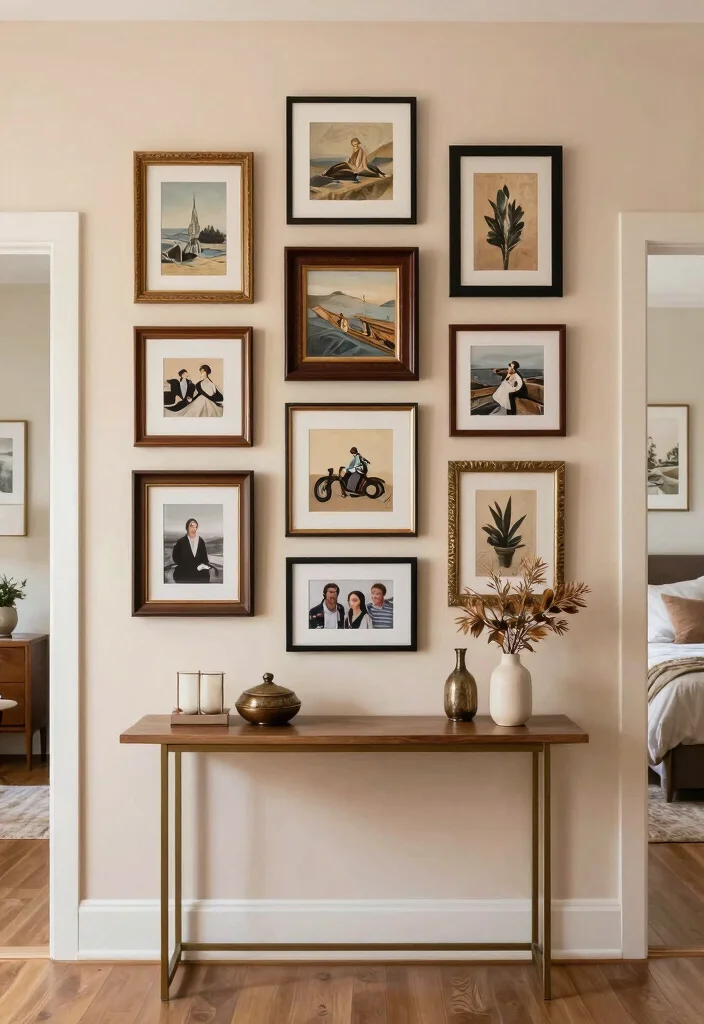 10 Bedroom Entryway Ideas for Open Layout Homes 2. Create a Gallery Wall 0