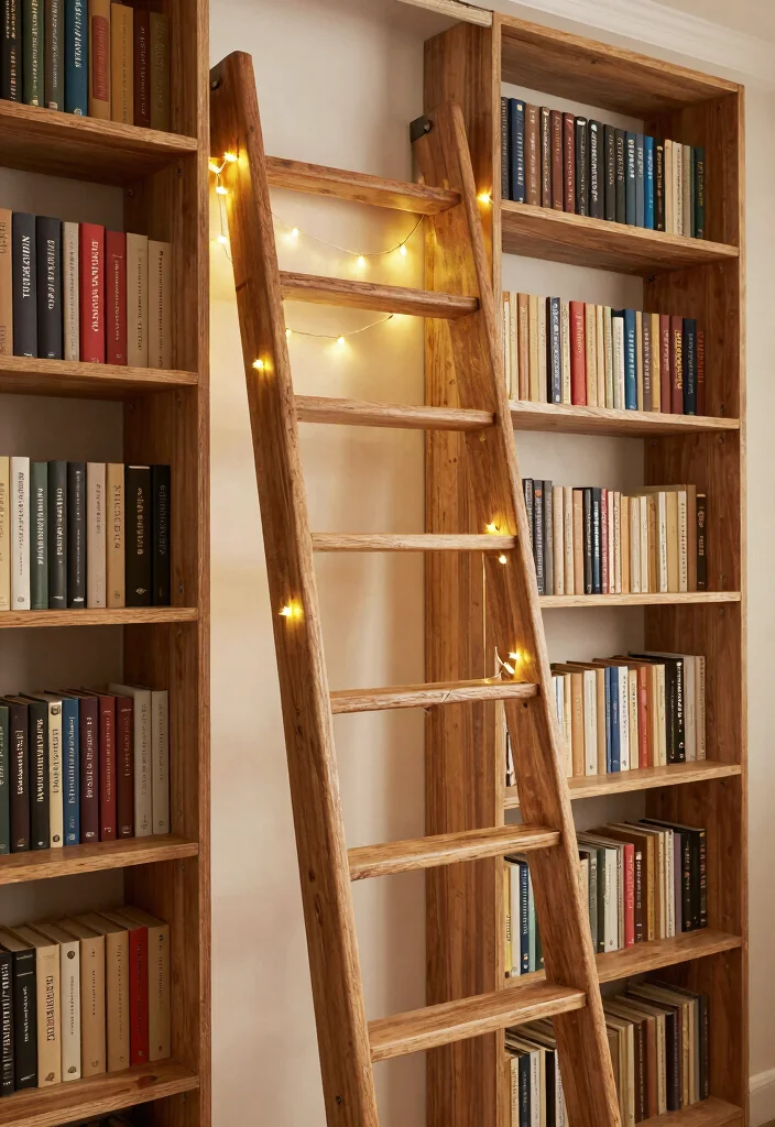 10 Bookshelves Closet Ideas for Storage That Doubles as Display 4. Sliding Ladder for Access and Style 0