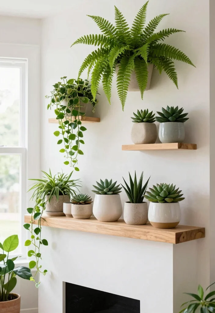 10 Chimney Breast Ideas with No Fireplace That Still Shine 4. Greenery Galore 0