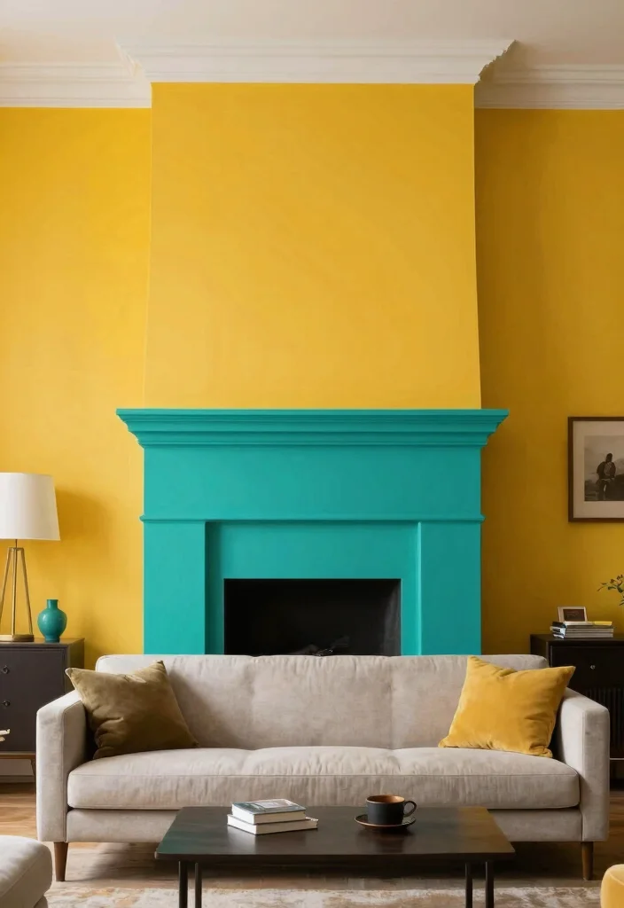 10 Chimney Breast Ideas with No Fireplace That Still Shine 7. Color Blocking Statement 0