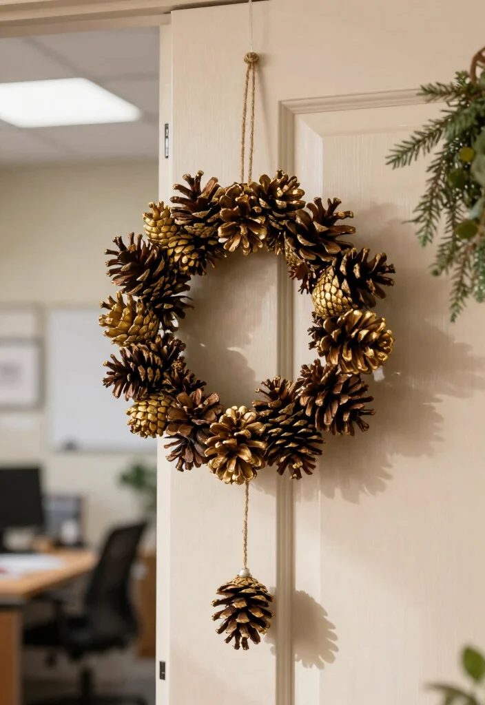 10 Christmas Office Door Decorations Ideas for Festive Touches 12 10 Christmas Office Door Decorations Ideas for Festive Touches 2. DIY Pinecone Garland 0