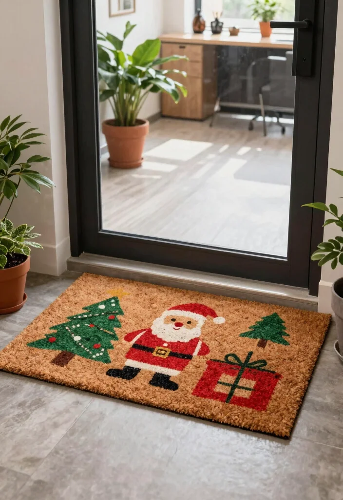 10 Christmas Office Door Decorations Ideas for Festive Touches 39 10 Christmas Office Door Decorations Ideas for Festive Touches 9. Holiday Themed Door Mat 0
