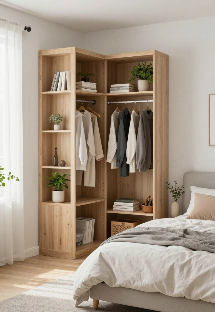 10 Closet Without Doors Ideas for Open and Airy Bedrooms 60 10 Closet Without Doors Ideas for Open and Airy Bedrooms 10. Dual Purpose Room Divider 0