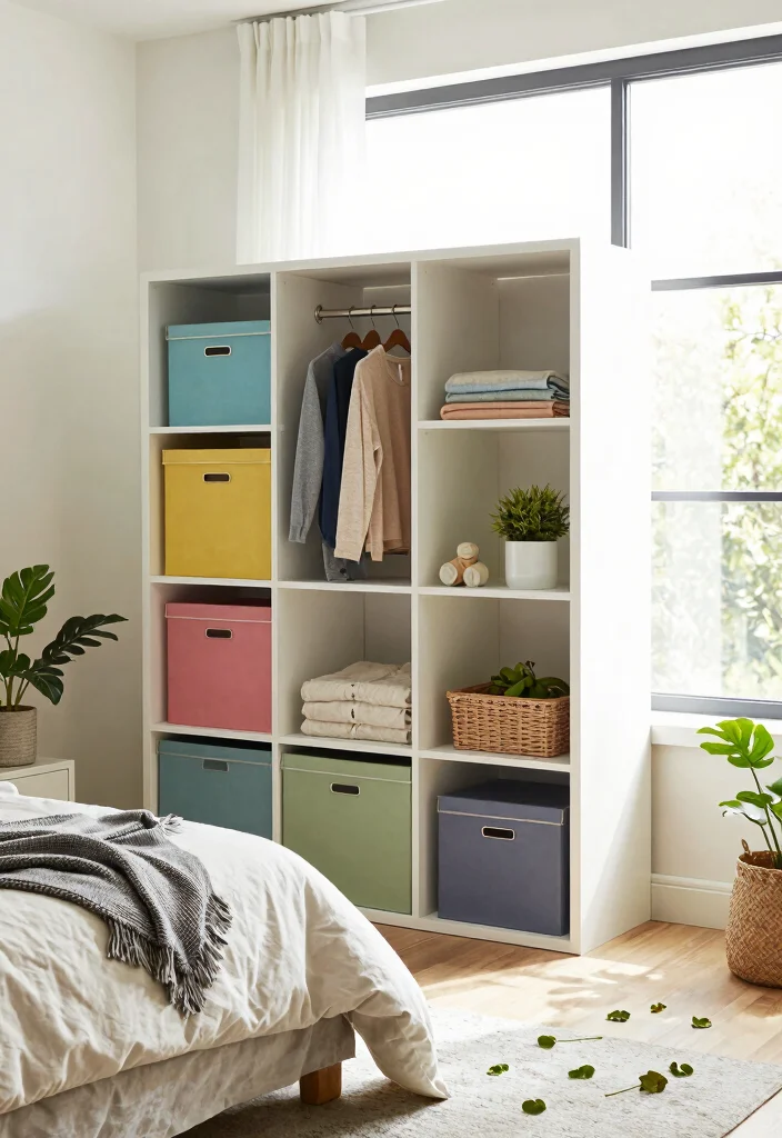 10 Closet Without Doors Ideas for Open and Airy Bedrooms 23 10 Closet Without Doors Ideas for Open and Airy Bedrooms 3. Open Cubes for Stylish Organization 0