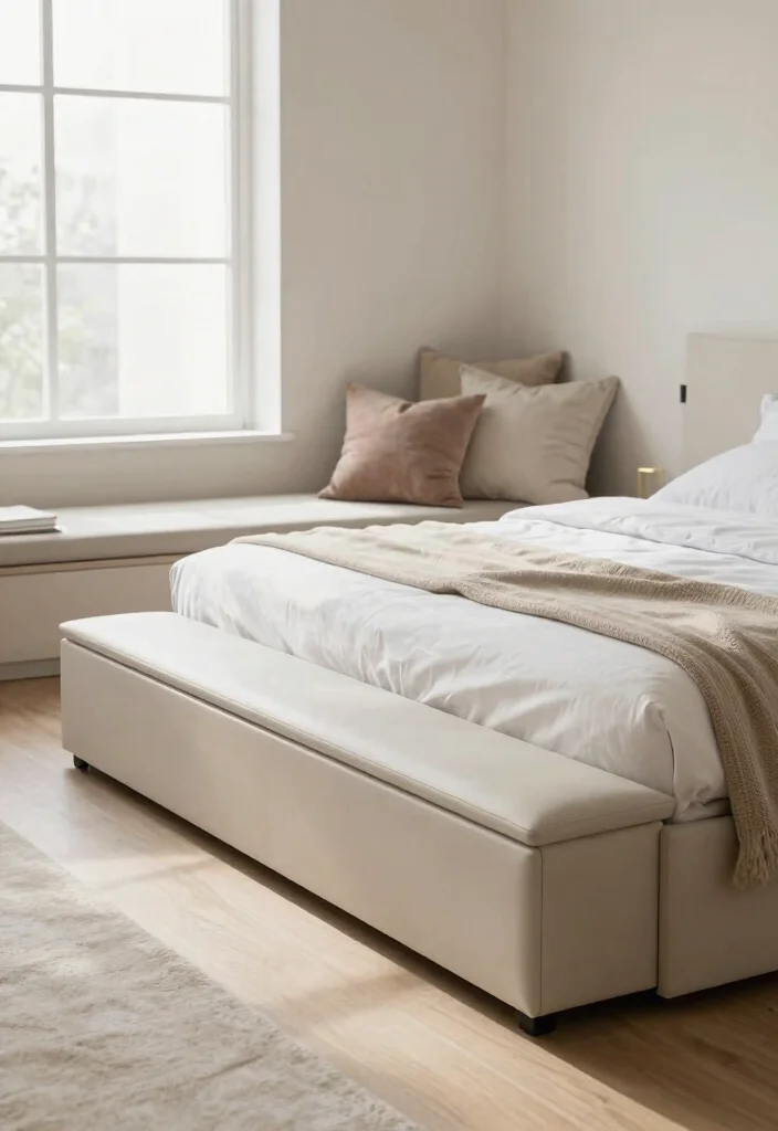 10 Closet Without Doors Ideas for Open and Airy Bedrooms 27 10 Closet Without Doors Ideas for Open and Airy Bedrooms 7. Minimalist Bench with Storage 0