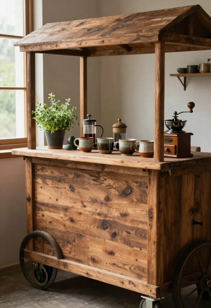 10 Coffee Bar Ideas for Office Spaces That Feel Inviting 3. Rustic Coffee Bar with Natural Elements 0