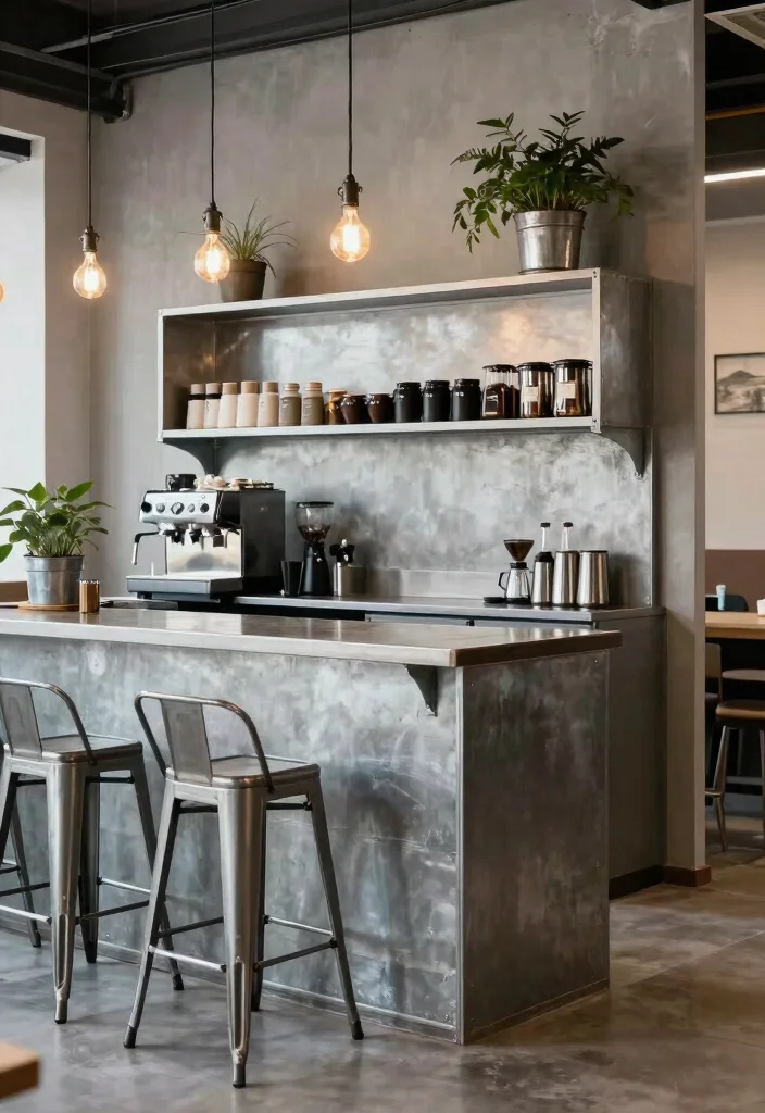 10 Coffee Bar Ideas for Office Spaces That Feel Inviting 6. Industrial Style Coffee Bar 0