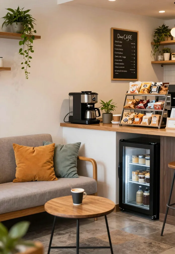 10 Coffee Bar Ideas for Office Spaces That Feel Inviting 9. Coffee and Snack Lounge Area 0