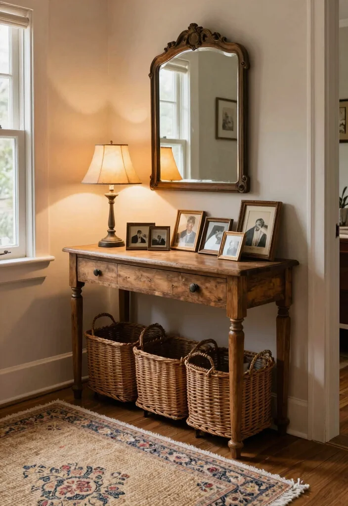 10 Cottage Entryway Ideas with Cozy Character 1. Embrace Vintage Charm 0