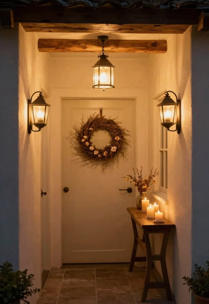 10 Cottage Entryway Ideas with Cozy Character 4. Warm Lighting Fixtures 0