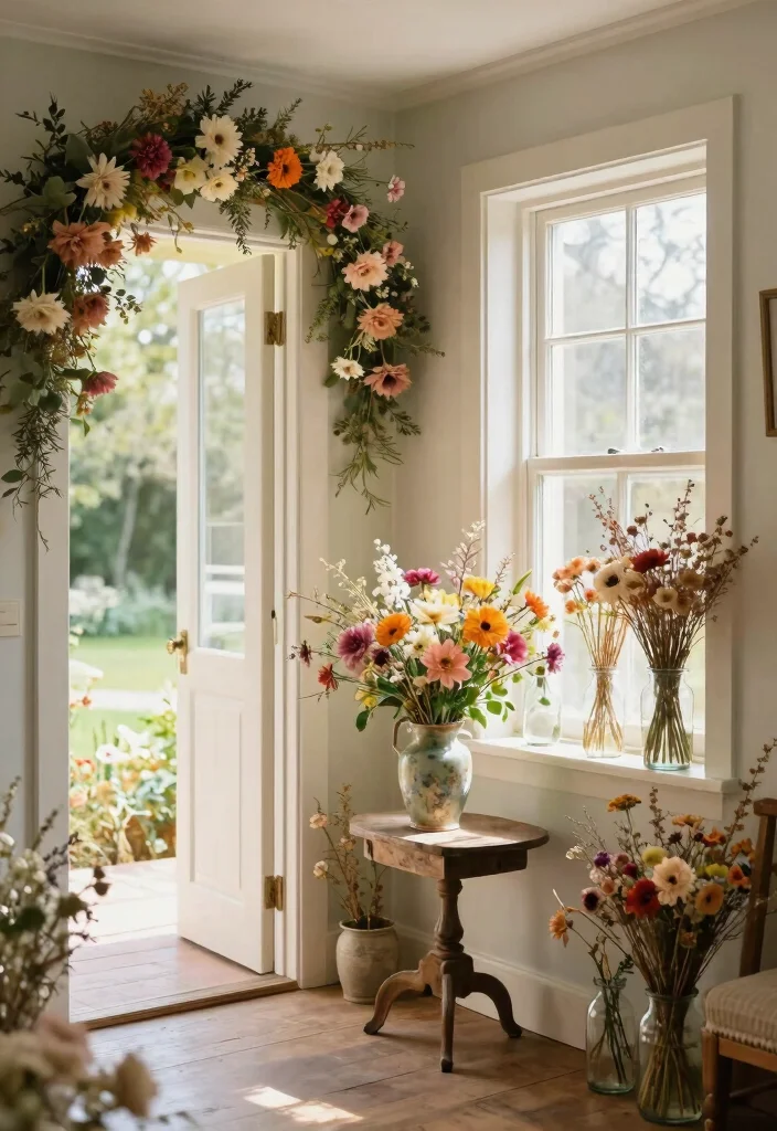 10 Cottage Entryway Ideas with Cozy Character 7. Floral Accents 0