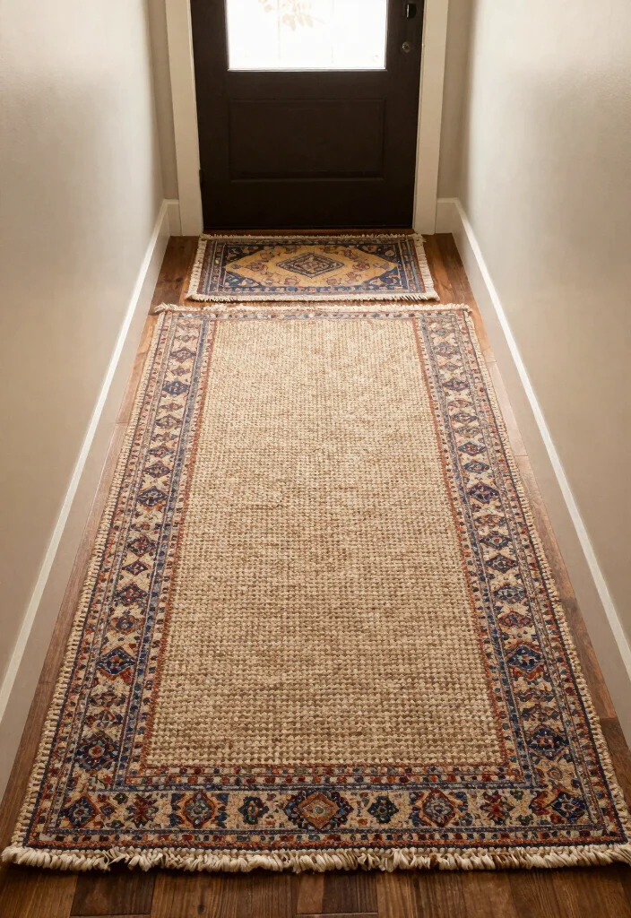 10 Cottage Entryway Ideas with Cozy Character 8. Layered Rugs 0