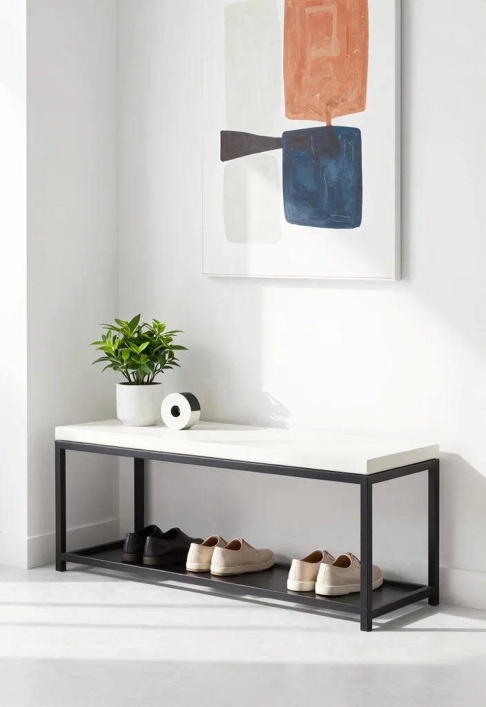 10 Entrance Bench Entryway Ideas for Seating and Storage 3. Modern Minimalist Bench 0