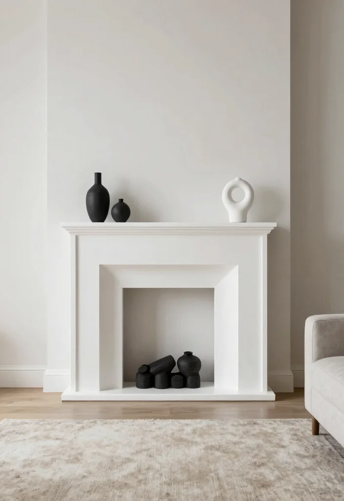 10 False Fireplace Ideas for Decorative Statement Walls 12 10 False Fireplace Ideas for Decorative Statement Walls 2. Chic Minimalist Faux Fireplace 0