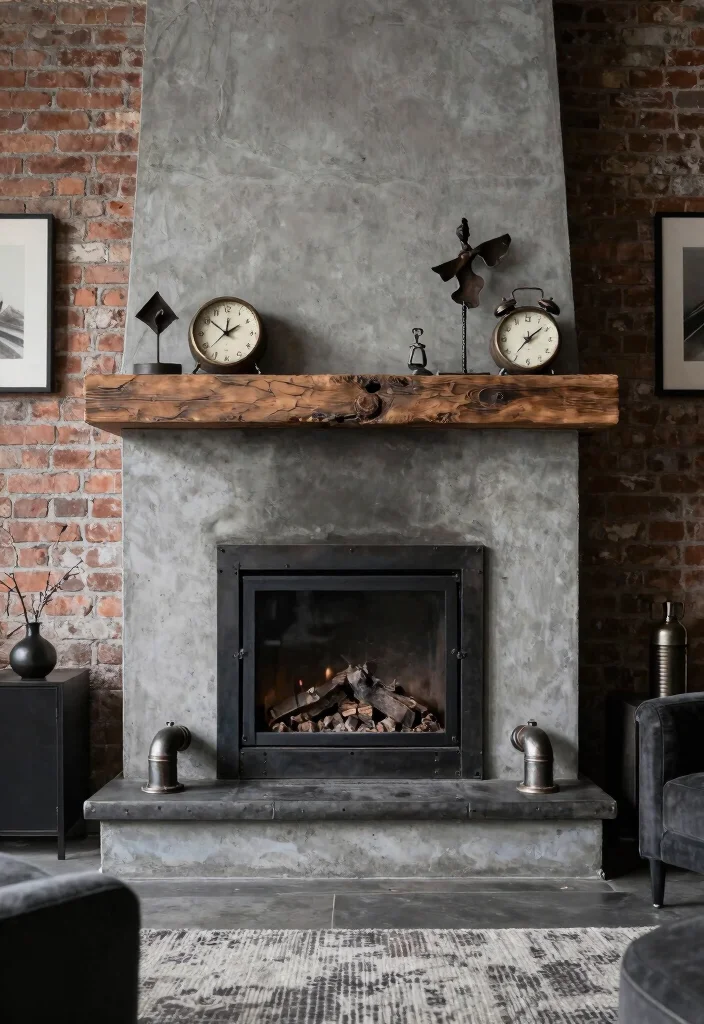 10 False Fireplace Ideas for Decorative Statement Walls 34 10 False Fireplace Ideas for Decorative Statement Walls 4. Industrial Chic Faux Fireplace 0