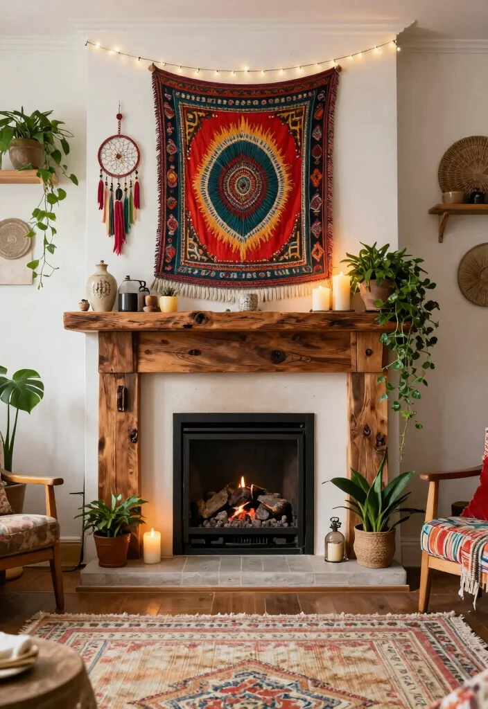 10 False Fireplace Ideas for Decorative Statement Walls 45 10 False Fireplace Ideas for Decorative Statement Walls 5. Bohemian Style Faux Fireplace 0