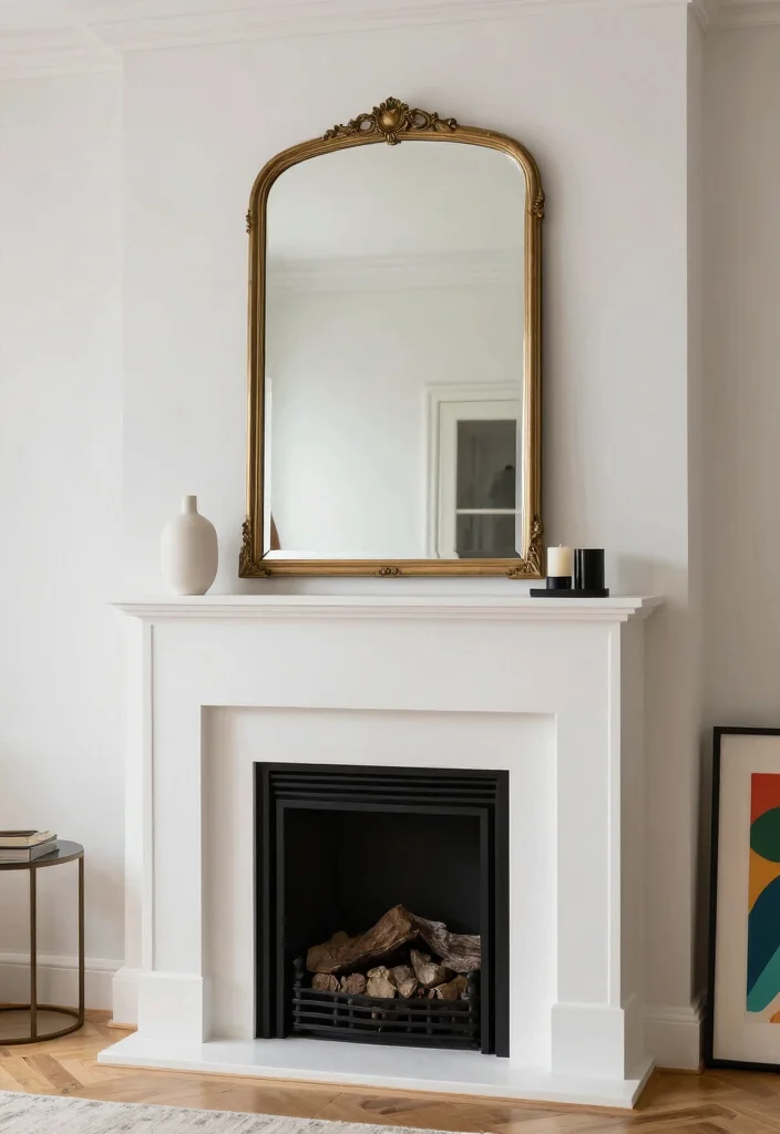 10 Fireplace Mirror Ideas to Add Light and Depth 7. Vintage Frameless Mirrors 0