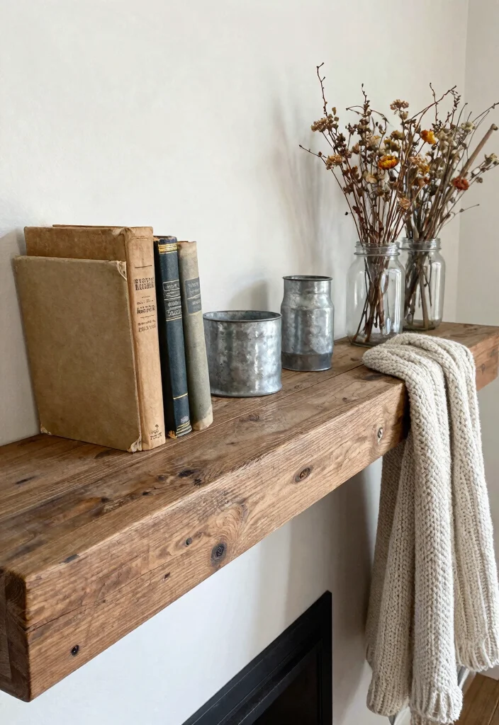 10 Mantels Ideas Fireplace Styling for Every Season 6. Rustic Farmhouse 0