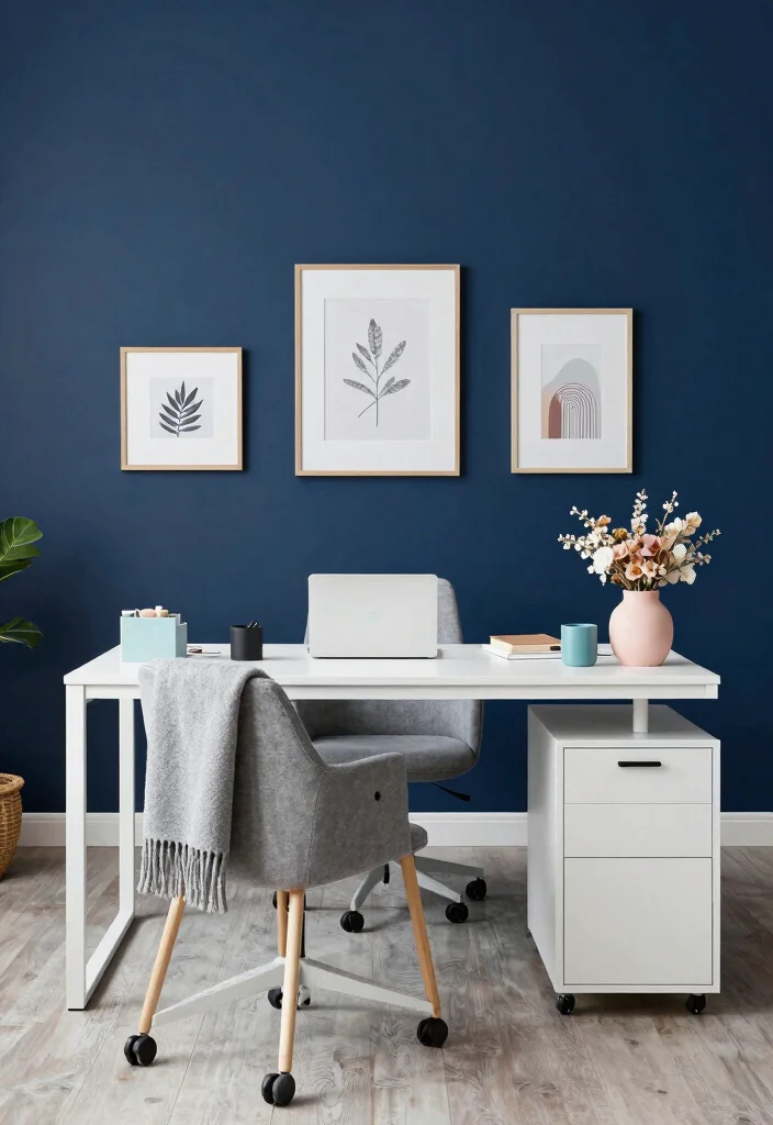 10 Navy Blue Office Ideas for Moody Professional Style 10. Balanced Color Schemes 0
