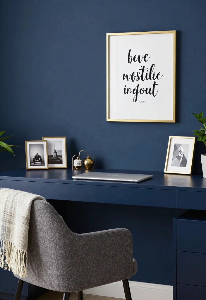 10 Navy Blue Office Ideas for Moody Professional Style 8. Personalized Workspace Zone 0