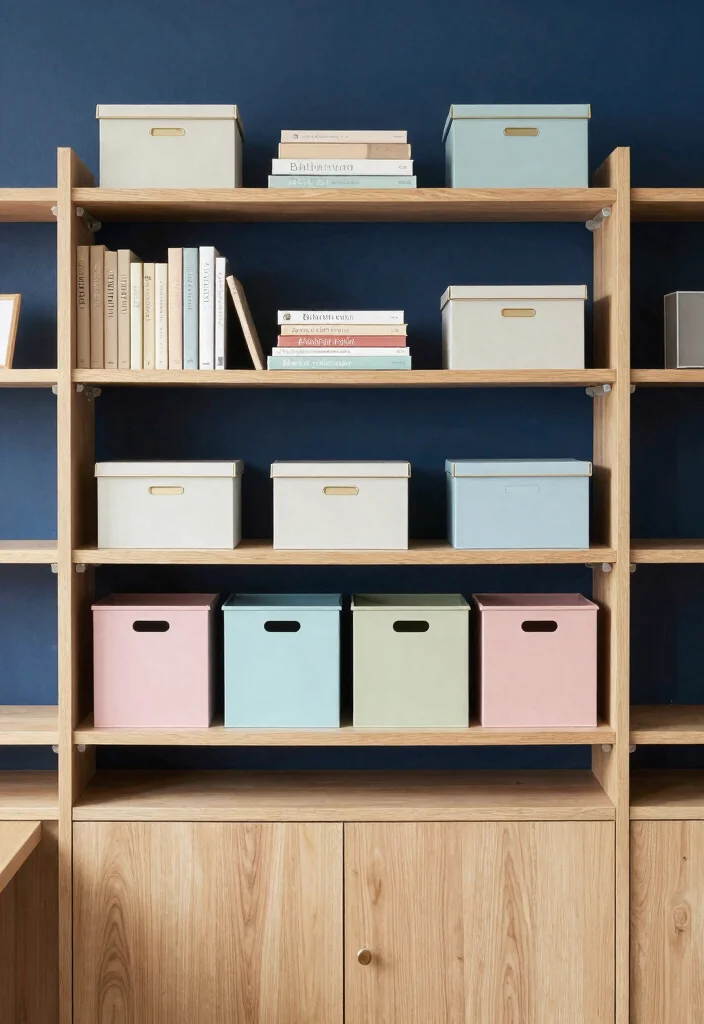 10 Navy Blue Office Ideas for Moody Professional Style 9. Stylish Storage Solutions 0