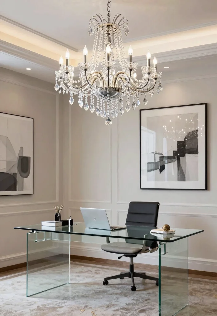 10 Office Chandelier Ideas for Stylish Workspaces 48 10 Office Chandelier Ideas for Stylish Workspaces 8. Crystal Chandeliers 0