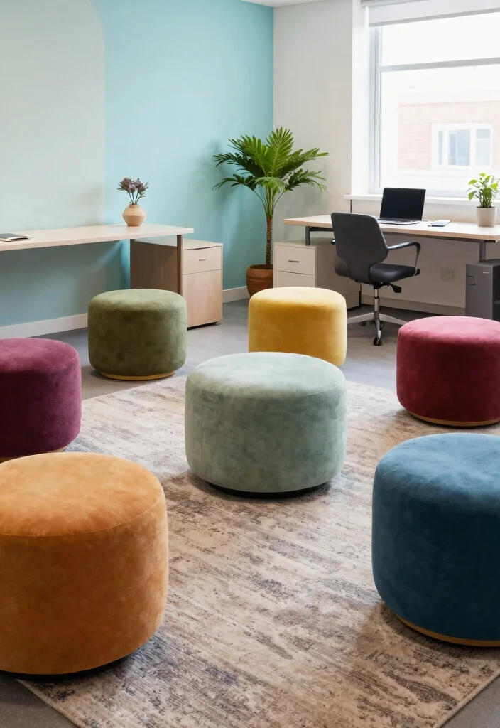 10 Office Couch Ideas for Small Spaces and Flex Rooms 6. Ottoman Seating 0
