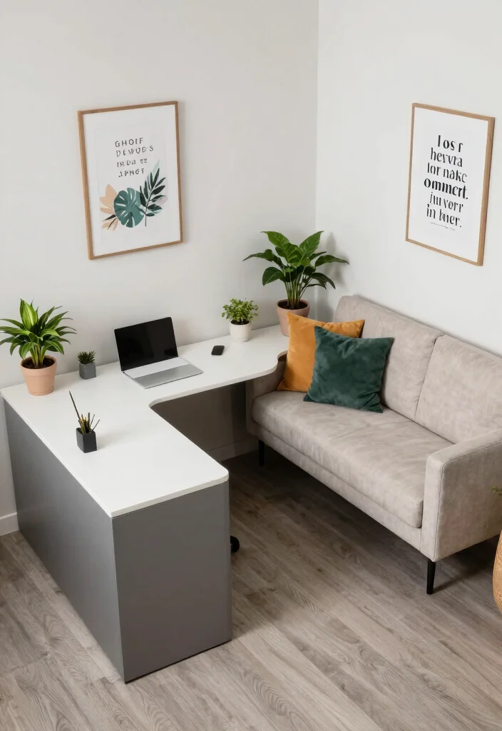 10 Office Couch Ideas for Small Spaces and Flex Rooms 8. L shaped Desks with Attached Seating 0