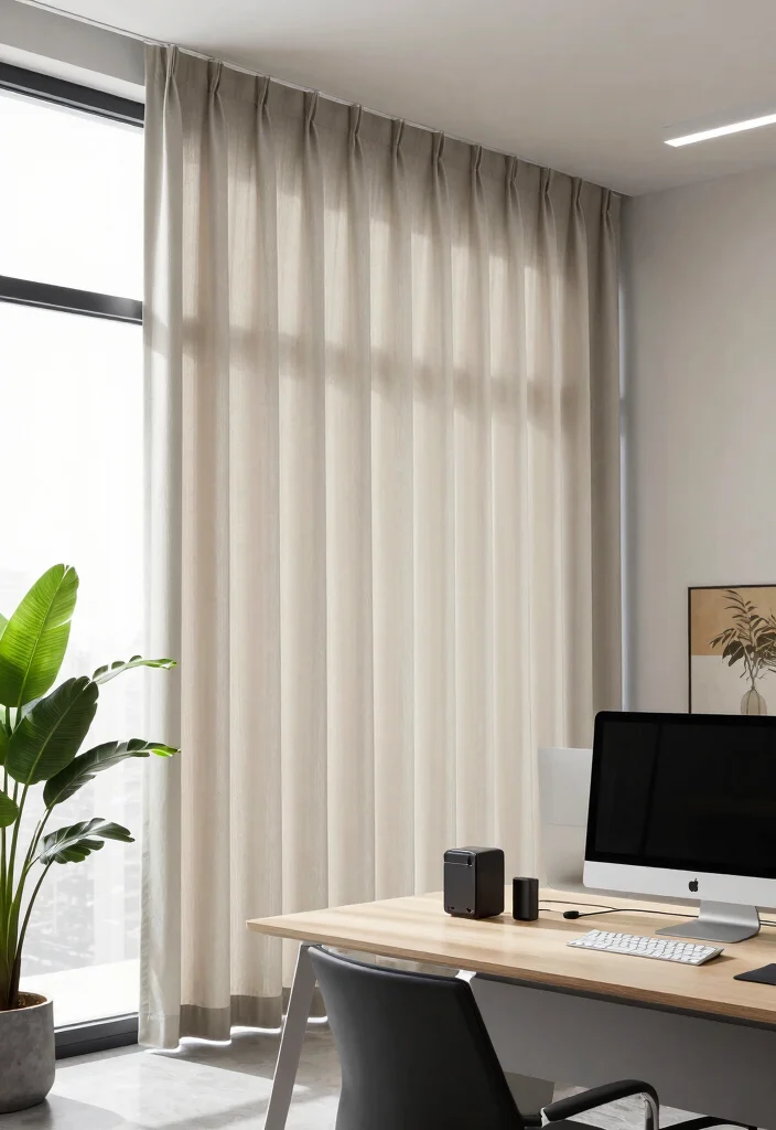10 Office Curtain Ideas for Privacy and Soft Light Control 49 10 Office Curtain Ideas for Privacy and Soft Light Control 9. Smart Curtains with Automation 0
