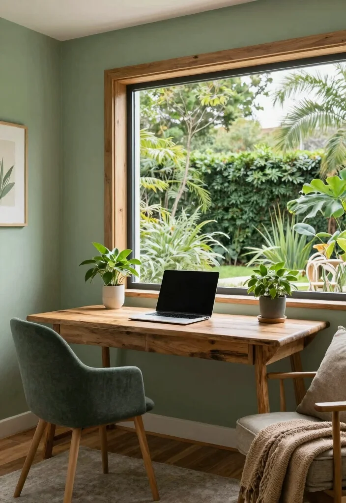 10 Office Painting Ideas to Refresh Your Workspace 2. Earthy Greens for an Invigorating Feel 0