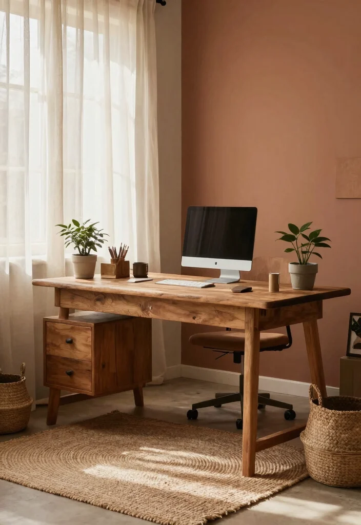 10 Office Painting Ideas to Refresh Your Workspace 4. Inspired by Nature Earthy Tones 0