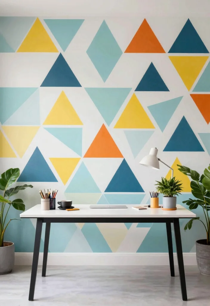 10 Office Painting Ideas to Refresh Your Workspace 7. Geometric Patterns for Visual Interest 0