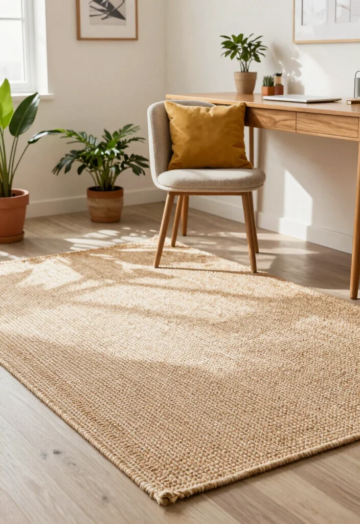 10 Office Rugs Ideas to Warm Up Workspaces 1. Jute Rugs for a Natural Touch 0