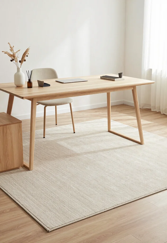 10 Office Rugs Ideas to Warm Up Workspaces 10. Neutral Tone Rugs for Serene Vibes 0
