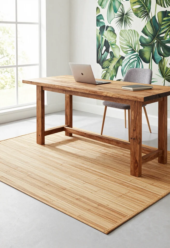 10 Office Rugs Ideas to Warm Up Workspaces 5. Bamboo Rugs for an Exotic Touch 0