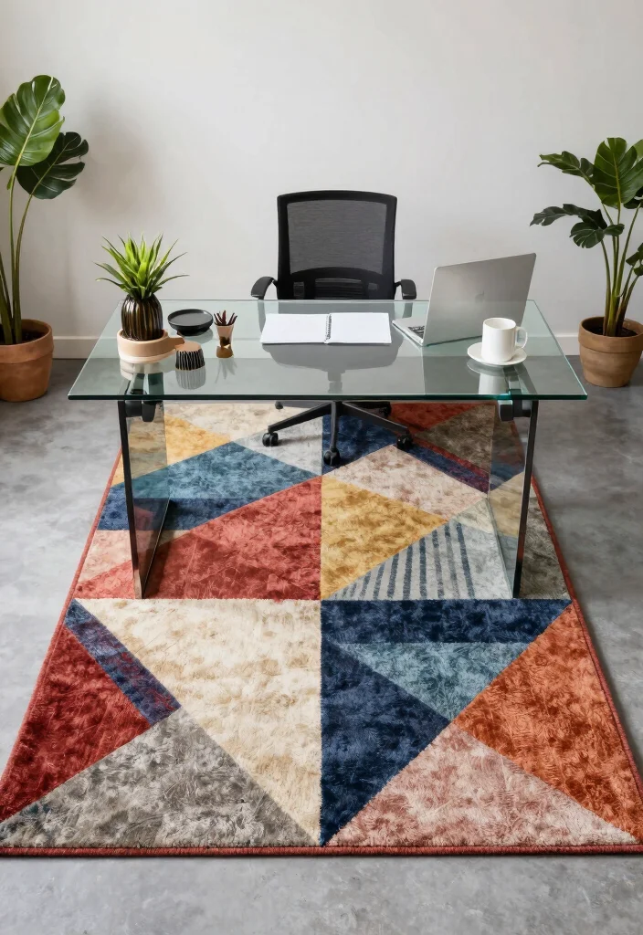 10 Office Rugs Ideas to Warm Up Workspaces 7. Modern Geometric Rugs 0