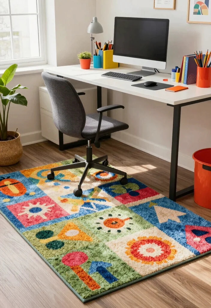 10 Office Rugs Ideas to Warm Up Workspaces 8. Colorful Indoor Outdoor Rugs 0