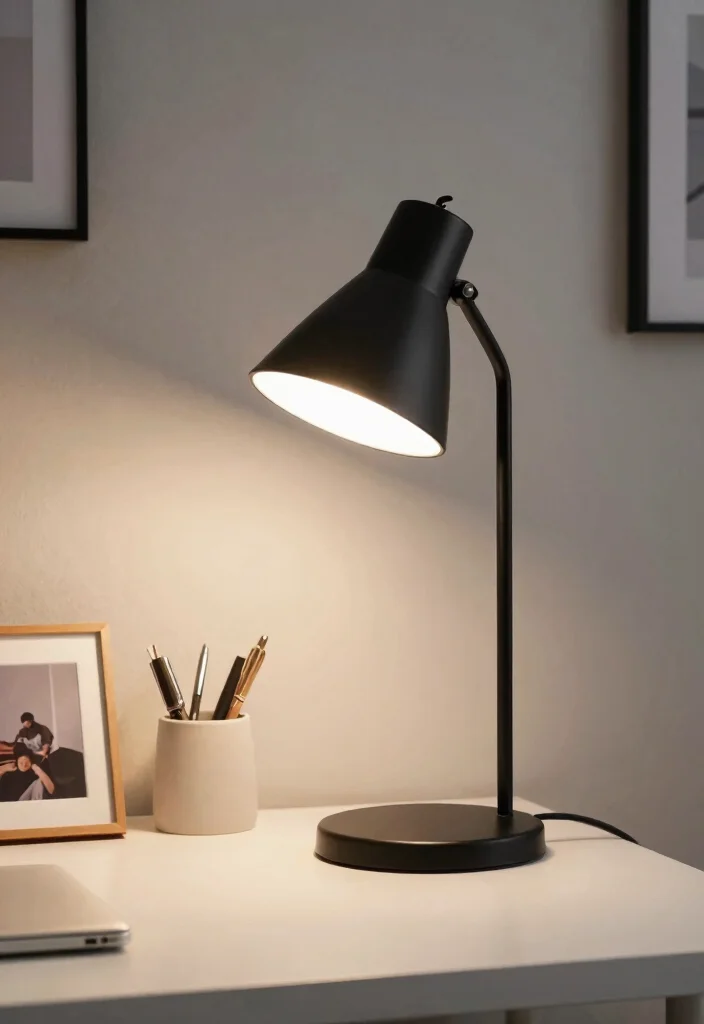 10 Office Table Decor Ideas for a Clean Polished Desk 3. Minimalist Desk Lamp 0