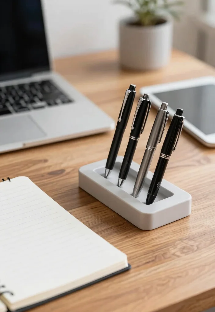 10 Office Table Decor Ideas for a Clean Polished Desk 5. Elegant Writing Instruments 0