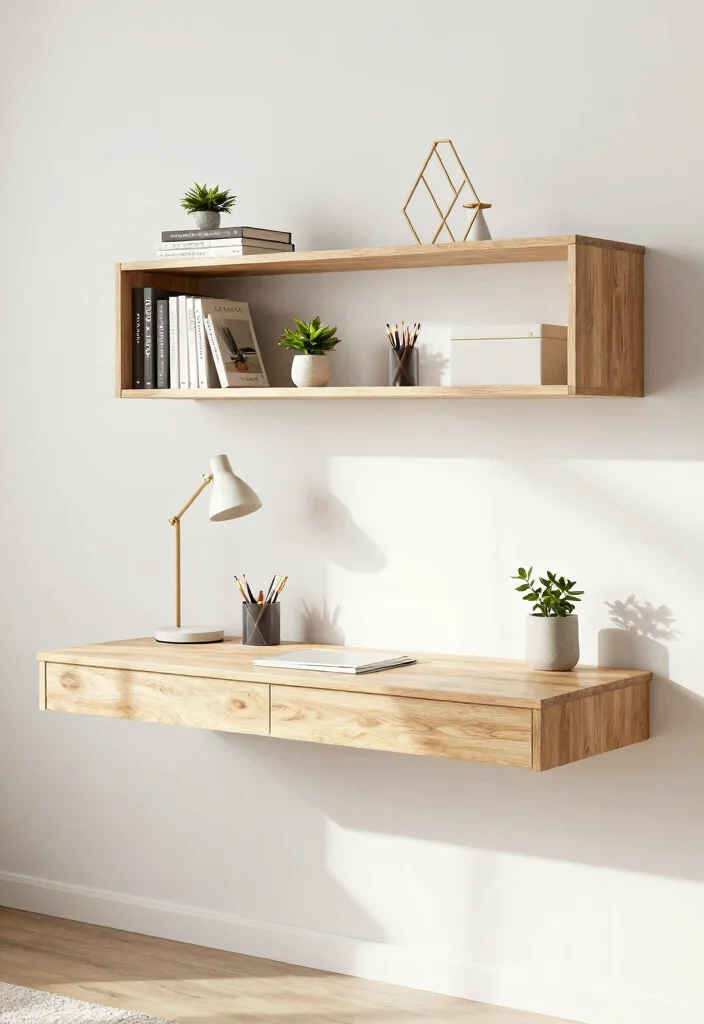 10 Pocket Office Ideas for Unused Corners and Nooks 1 10 Pocket Office Ideas for Unused Corners and Nooks 1. Floating Desk with Shelving 0