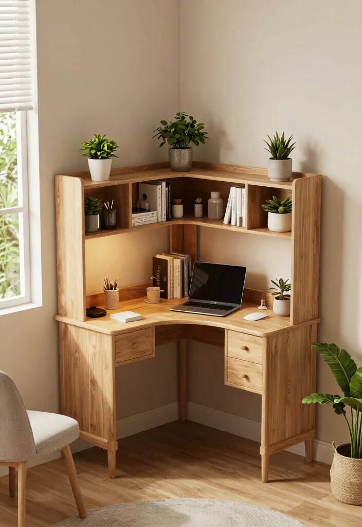 10 Pocket Office Ideas for Unused Corners and Nooks 12 10 Pocket Office Ideas for Unused Corners and Nooks 2. Corner Desk with Built in Storage 0