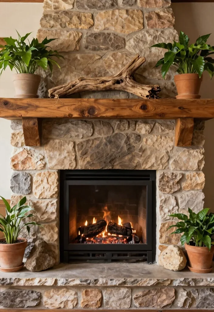10 Sides of Fireplace Ideas for Shelving and Decor 14 10 Sides of Fireplace Ideas for Shelving and Decor 4. Incorporating Natural Elements 0