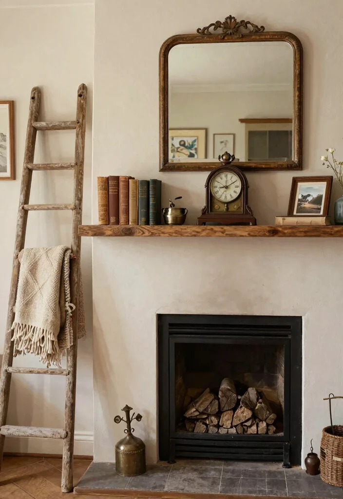 10 Sides of Fireplace Ideas for Shelving and Decor 15 10 Sides of Fireplace Ideas for Shelving and Decor 5. Vintage Accents 0