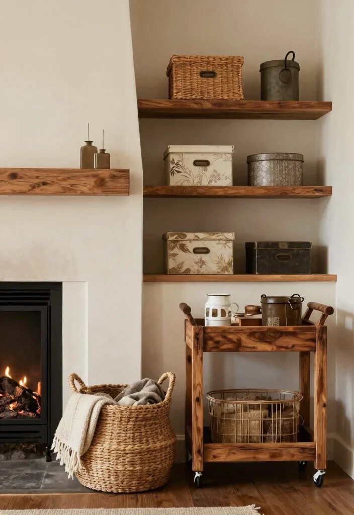 10 Sides of Fireplace Ideas for Shelving and Decor 26 10 Sides of Fireplace Ideas for Shelving and Decor 6. Stylish Storage Solutions 0