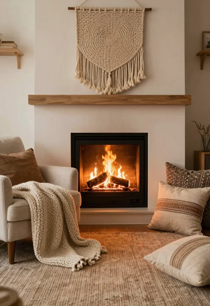 10 Sides of Fireplace Ideas for Shelving and Decor 27 10 Sides of Fireplace Ideas for Shelving and Decor 7. Layering Textures 0