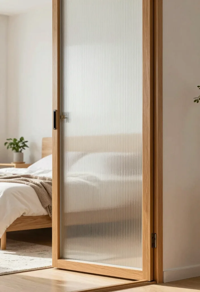 10 Sliding Closet Door Ideas for Clean Modern Bedrooms 1. Frosted Glass Elegance 0