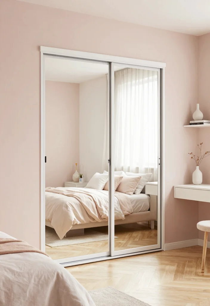 10 Sliding Closet Door Ideas for Clean Modern Bedrooms 3. Mirrored Surfaces for Depth 0