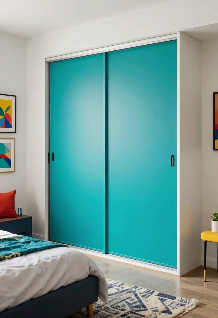 10 Sliding Closet Door Ideas for Clean Modern Bedrooms 5. Bold Color Blocking 0