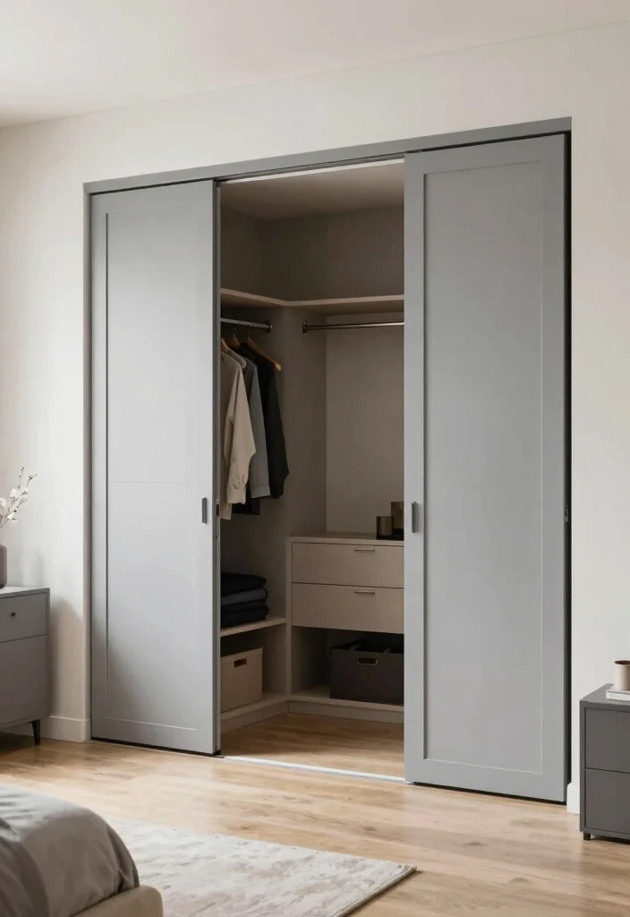 10 Small Closet Door Ideas That Instantly Update the Look 7. Bi Fold Doors for Space Efficiency 0
